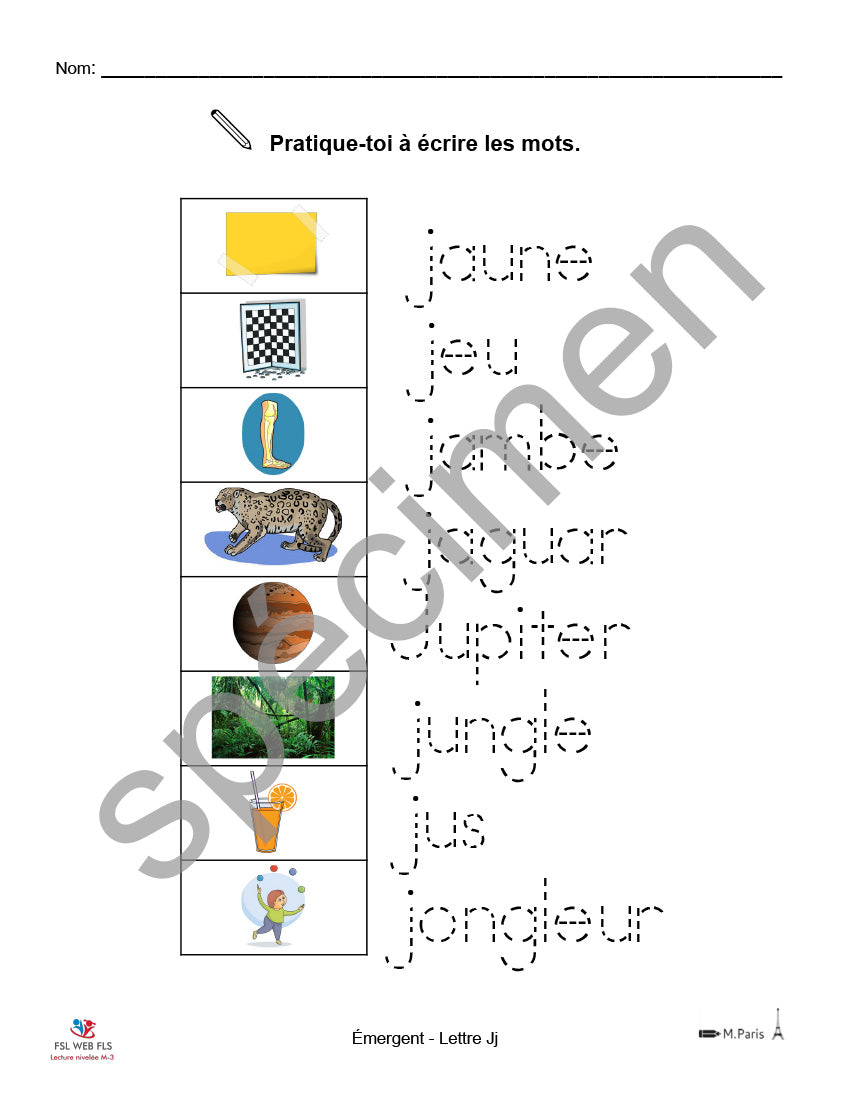 Ensemble ABC Lettre Jj